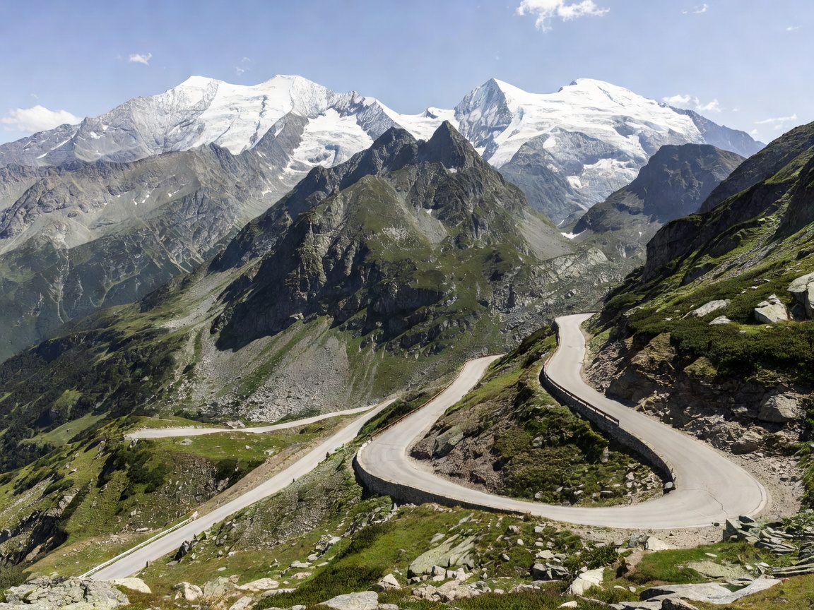 Grossglockner Alpine Mountain Pass road curving through high Austrian mountain range